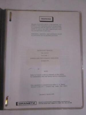 Dranetz TM-102700 Volume 1 Power-LineDisturbance Analyzer Operators Manual, Used