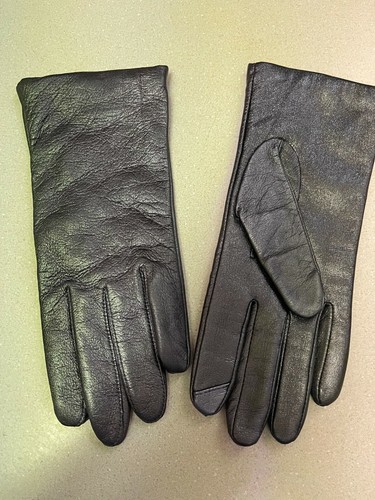 Cashmere Lined Leather Gloves Metallic 