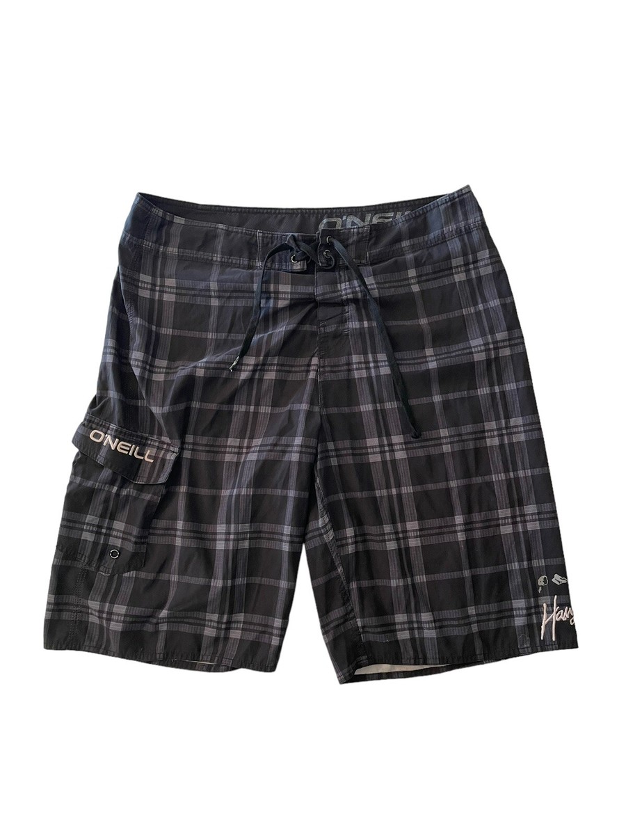 O'Neill Hawaii Boardshorts Swim Trunk Shorts Plaid Black Men's SZ