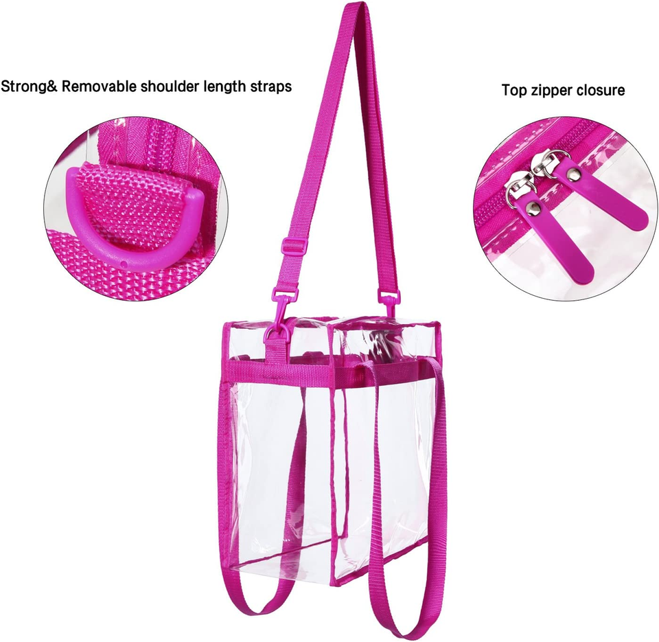 Bolso Transparente Pequeño Aprobado Para Estadios - PVC Resistente Al Agua, Correa Ajustable, Medidas 19x16x7 Cm