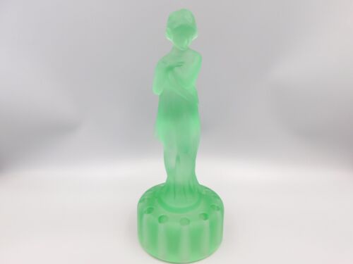 ART DECO UV GLASS CAMBRIDGE BLACK POPPY FIGURINE/FROG AND GLASS BOWL CENTREPIECE - Picture 9 of 12