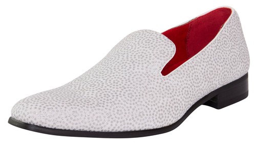 Mens Shiny Glitter Smart Shoes Silver 