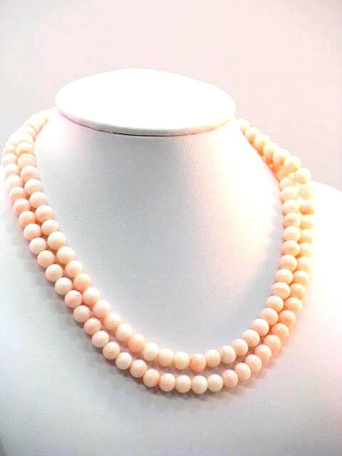 Engelshautkoralle Korallen Perlen Kette Collier mit Schraubschließe - Bild 2 von 4