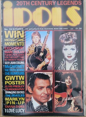 Idols Film Magazine #19 1989 McCartney Marc Bolan Diana Dors VF998
