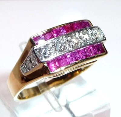 Ring 750 Gold 0.36ct Diamanten 1 ct Rubine  Gr. 55,5 / 17,6 mm  änderbar - Bild 1 von 4