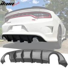 Fits 15-23 Dodge Charger V3 Style Unpainted Black Rear Bumper Lip Diffuser PP