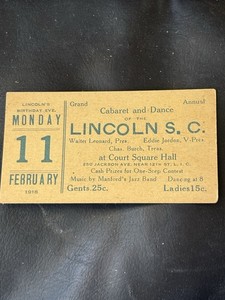 Vintage 1918 Cabaret & Dance Ticket with Yankee Doodle In French On Back Rare