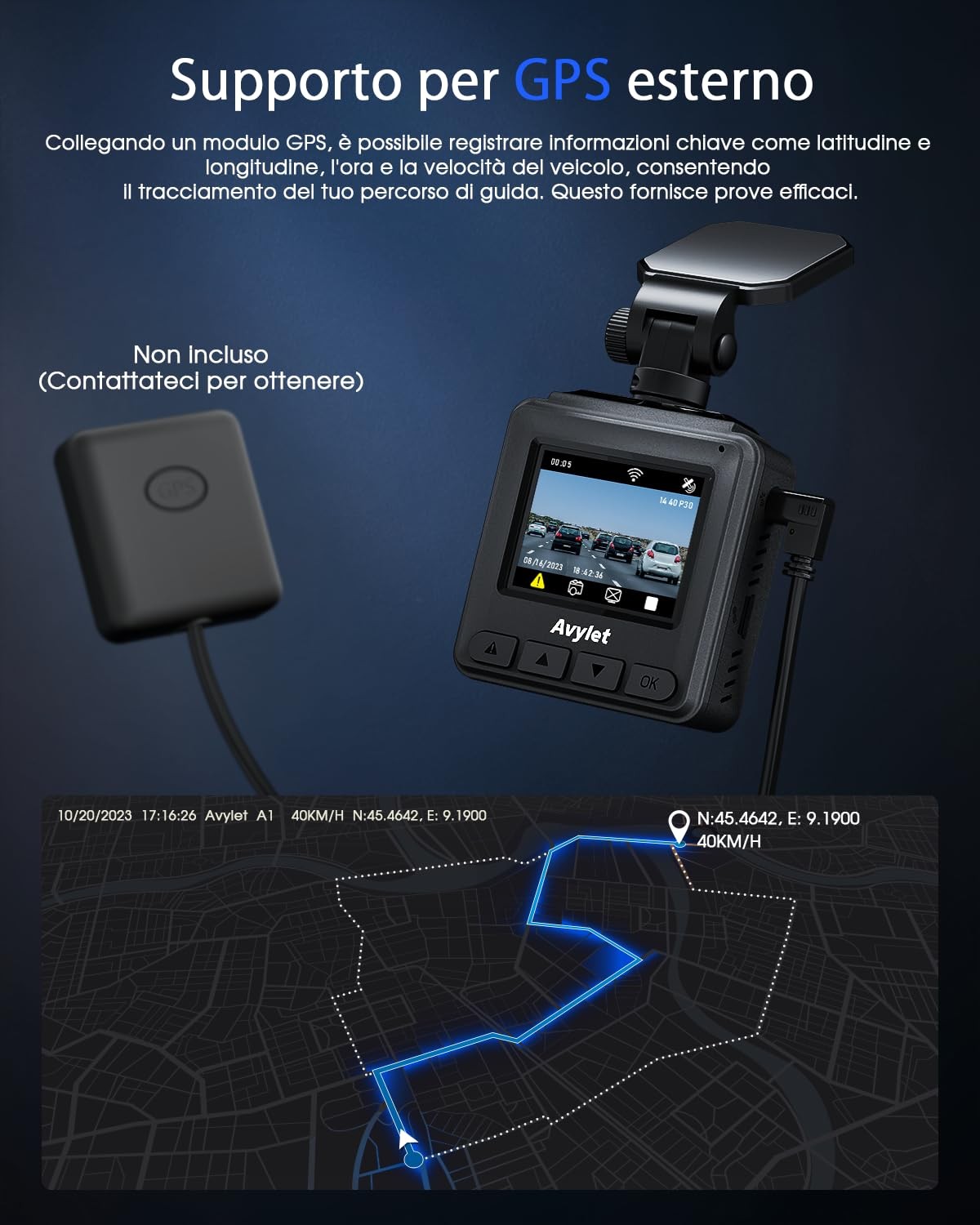 Avylet 2K Dash Cam Wi-Fi,Telecamera per Auto Mini con APP,Supporta il Modulo ... - 4