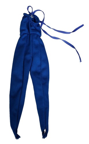 Vintage Genuine Barbie Fashion Doll Clothes Footed Jumpsuit Blue Halter Tie - Picture 3 of 5