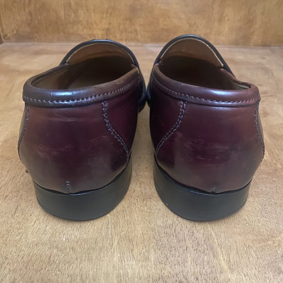 Alden Ben Silver Charleston Loafers Mens 10 Burgundy Tassel Leather Dress Shoes - Image 4 of 4
