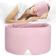 FRESHME Cotton Sleep Mask, Blackout Eye Mask, Adjustable, Soft, Pink
