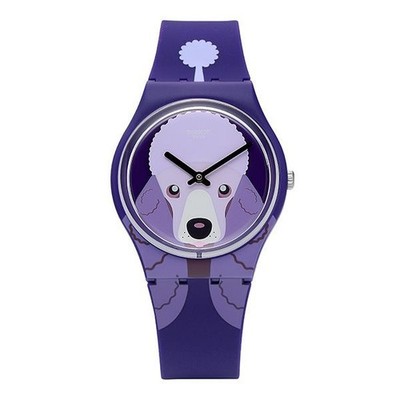 Swatch GV133 I LOVE YOUR FOLK PURPLE POODLE Unisex Urethan Uhr 149691770