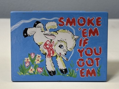 Blue Q Tin Smoke  EM If You Got  Em Pocket Box Cigarette Box RARE