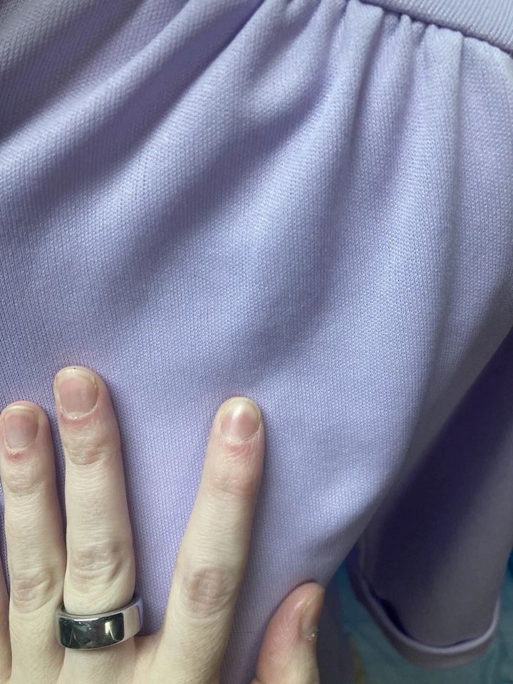 Vestido de poliéster esportivo casual feminino vintage década de 1960 roxo claro tamanho 16 com cinto - Imagem 4 de 4