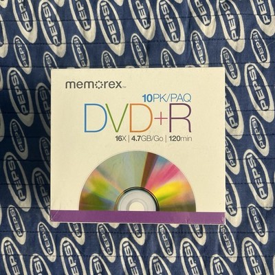 Memorex 10 Pack DVD+R 16x 4.7GB 120 min RW Recordable W/Slim Jewel Case -- New