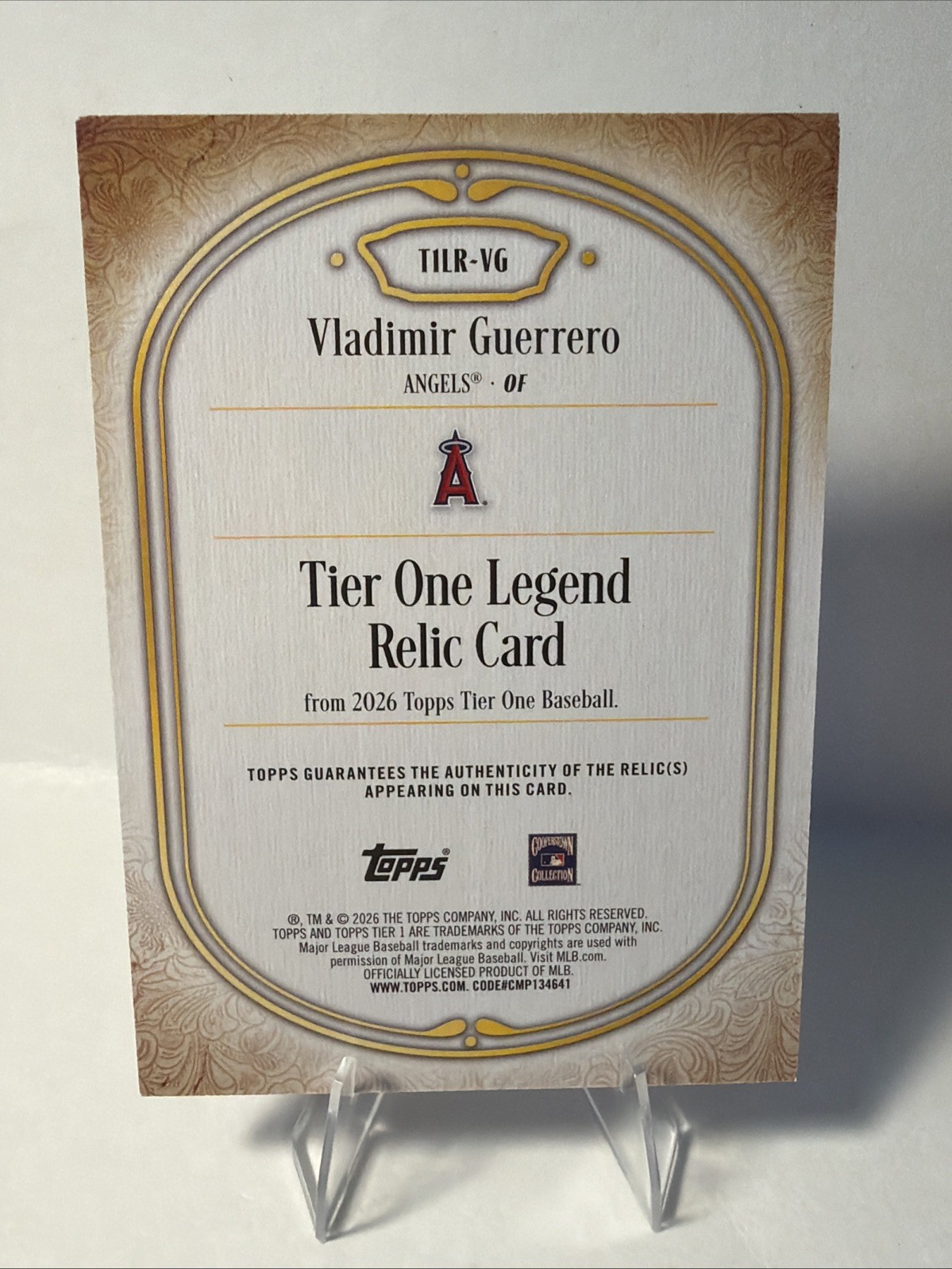 2026 Topps Tier One Vladimir Guerrero Game Used Jersey Blue Foil #/99 Angels view 2