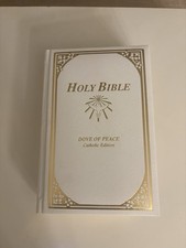 Holy Bible - Dove of Peace - Catholic Edition - New American Bible- White Gold