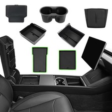 7PCS Center Console Organizer Tray for 2024 2025 2026 Tesla Model 3 Black