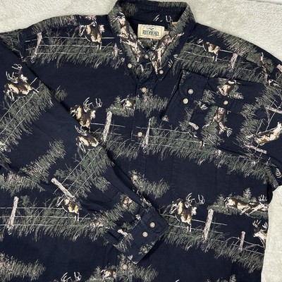 Redhead Shirt Mens 2XT Long Sleeve Black Deer Hunting All Over Outdoor Woods