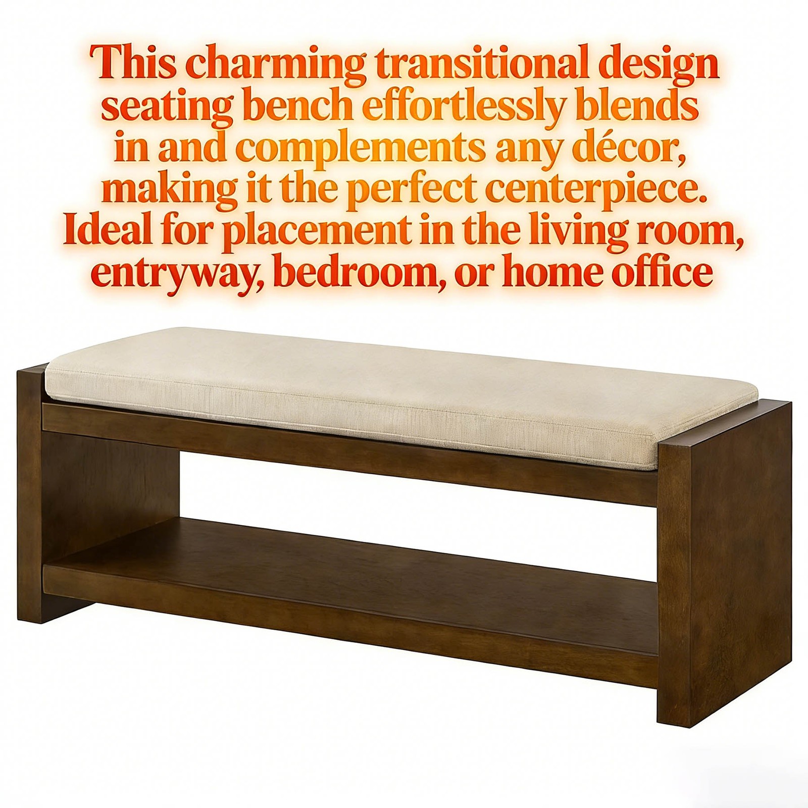 Bench with lower shoe rack and removable soft cushion