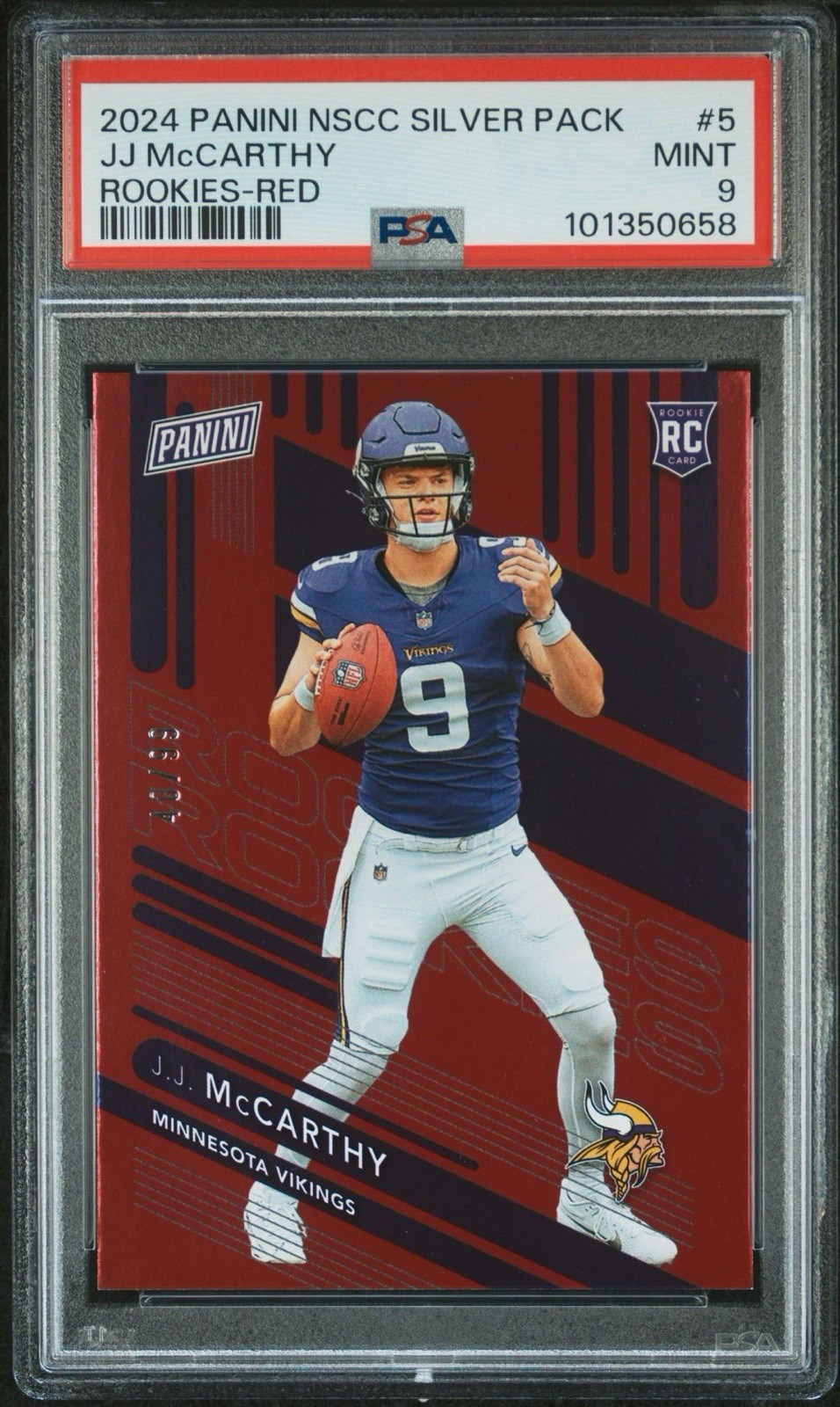 JJ McCarthy Panini Clearly Donruss Clearly Bomb Squad #5 Red