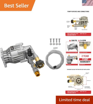 #ad Durable 3300 PSI Pressure Washer Pump Kit for Gas Engines 2.4 GPM Efficiency $189.95