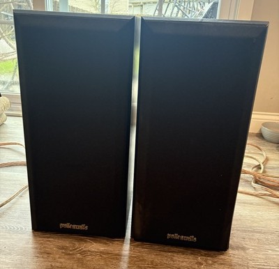 PAIR of - POLK AUDIO Monitor Series 2 BLACK / WOOD GRAIN - 2 WAY SPEAKERS