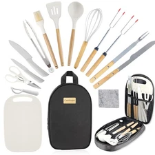 Camping Accessories Kitchen Cooking Utensils Set - Portable Outdoor Camp Cook...