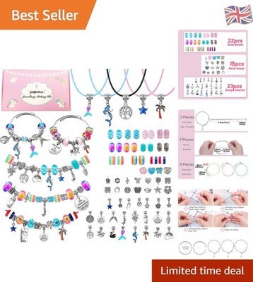 Komplettes Bettelarmband Bastelset für Mädchen - 73 bunte Perlen & Ketten