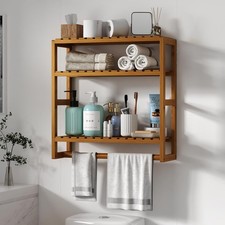 Bathroom Storage Shelves Over The Toilet 3 Tier Wall Mounted Corner Space Saver