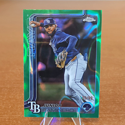 Topps 2025 Chrome Update Junior Caminero Tampa Bay Rays Green Wave  /99