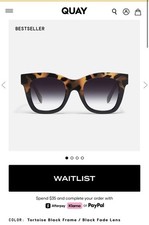Quay Women's After Hours Tortoise Black Frame / Black Fade Lens New
