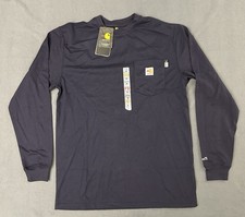 Carhartt FR Force Shirt Mens Medium Blue Long Sleeve Flame Resistant Pocket Tee