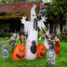 12FT Inflatable Halloween Ghost Blow Up Decoration with Built-in LED Lights