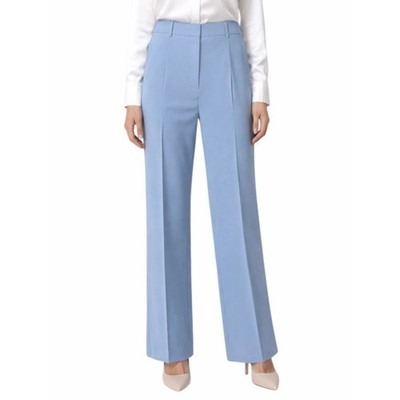 MSGM Trousers Blue Wide Leg Virgin Wool Blend Tailored Pants Size 8 IT 44 Italy
