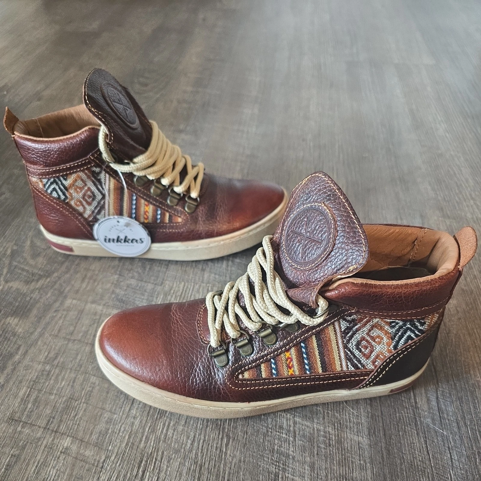 Inkkas High Top Camping Boot Sneakers Womens 6 Brown Aztec Boho Southwestern