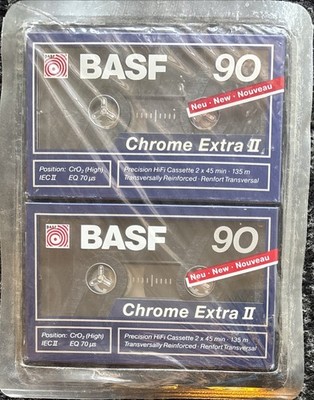 2x BASF Chrome Extra II 90 - 2er Pack - Tape MC Leerkassette - NEU NEW & OVP