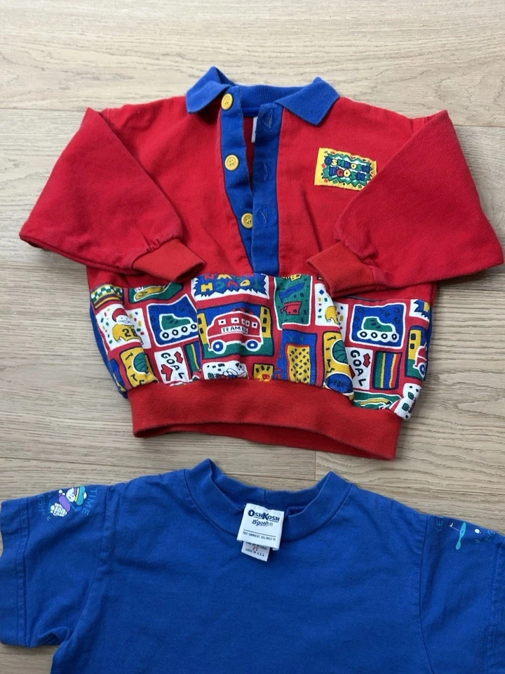 Vintage 1990’s Oshkosh Shirt Boys 3T Color Block Sweatshirt Pullover Set  - Image 2 of 4