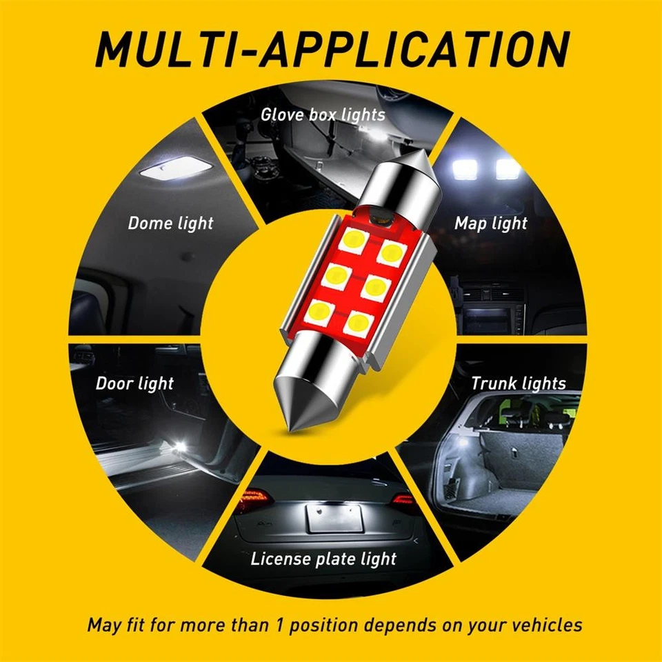 4x Blanco Transparente 578 CANBUS 6411 211-2 42MM LED Domo Luz Lámpara 6000K Súper Brillante Foto 2 de 4