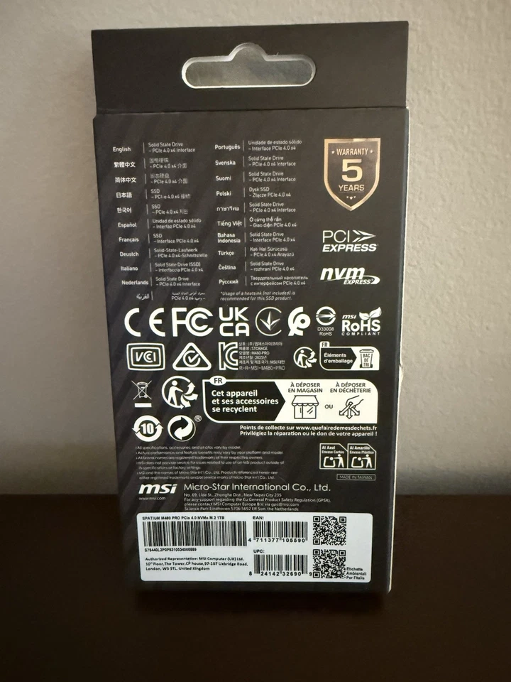 SPATIUM M480 PRO 1TB SSD Drive M.2 PCIe4 7400/6000MB/s MSI 4711377105590 *SEALED - Image 2 of 2