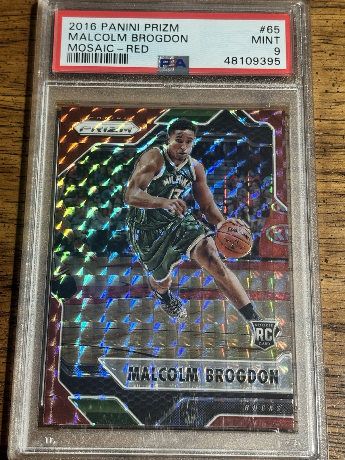 2016-17 Panini Prizm Mosaic Malcolm Brogdon #65 Red Prizm PSA 9 Mint Rookie RC