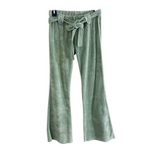 Vintage Y2K Juicy Couture Sage Green Terrycloth Track Pants Flare Leg Low Rise