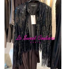 ZARA WOMAN FW25 BLACK ZW COLLECTION LIMITED EDITION FRINGED JACKET 4831/244/800