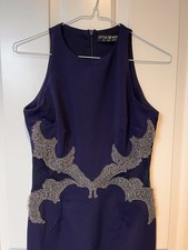 Little Mistress London Bodycon Dress Women Blue, Embellished, Size 8