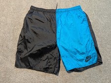 Vintage Nike Shorts Mens Large Blue Black Two Tone Gray Tag 80s 90s Fleece Liner