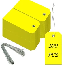 100 Pieces Plastic Shipping Tags with Reinforced Wire Blank Heavy Duty Shipping 