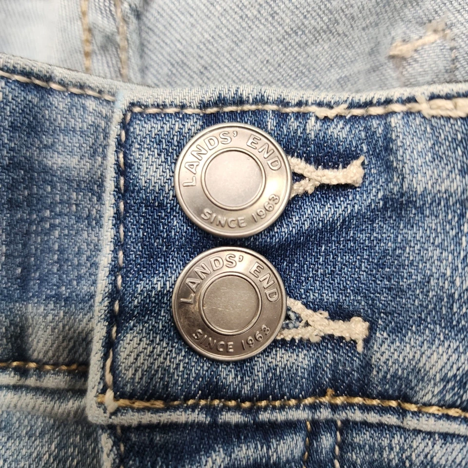 NUEVO Pantalones de mezclilla Lands End para mujer 22W azul tiro medio pierna recta doble botón elástico Foto 2 de 4