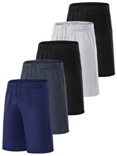 5 Pack Boys Athletic Shorts Performance Basketball Shorts with Pockets Youth ...