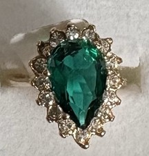 Lab Created Pear Emerald Gold Tone Size 5.75 ...