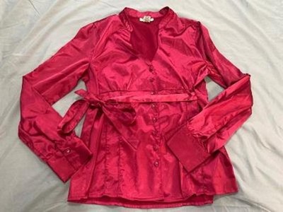 MKM Designs Woman's Red Button Up Top Size Large nb